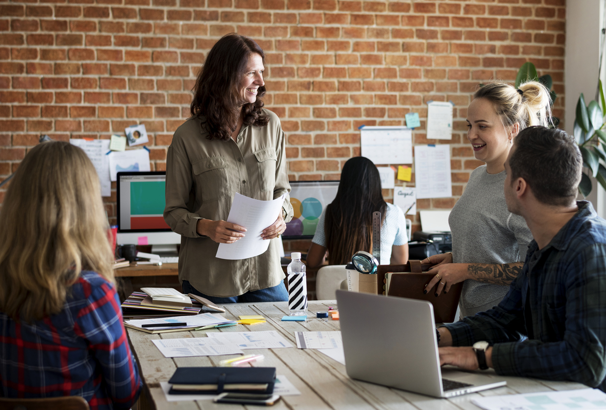 Group of diverse people having a work meeting. Concept: marketing for small business