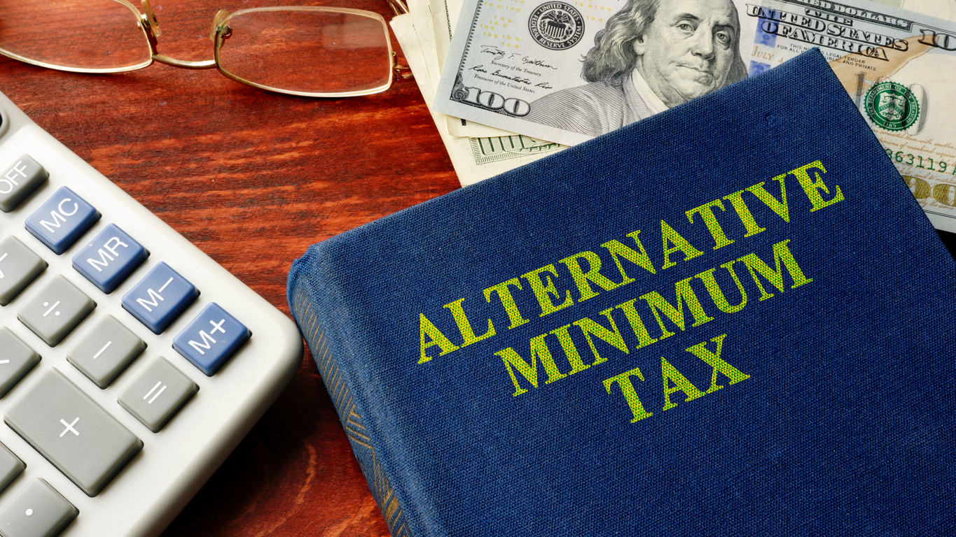 Book with title Alternative Minimum Tax (AMT). Concept: what is AMT tax