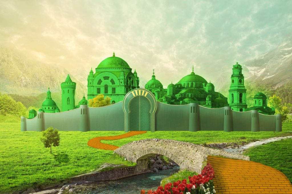 Ciudad esmeralda, mago de oz, camino amarillo. concept: empresario exitoso