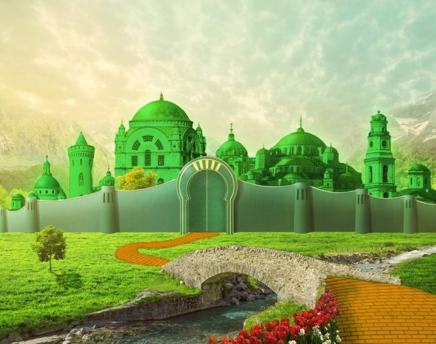 Ciudad esmeralda, mago de oz, camino amarillo. concept: empresario exitoso