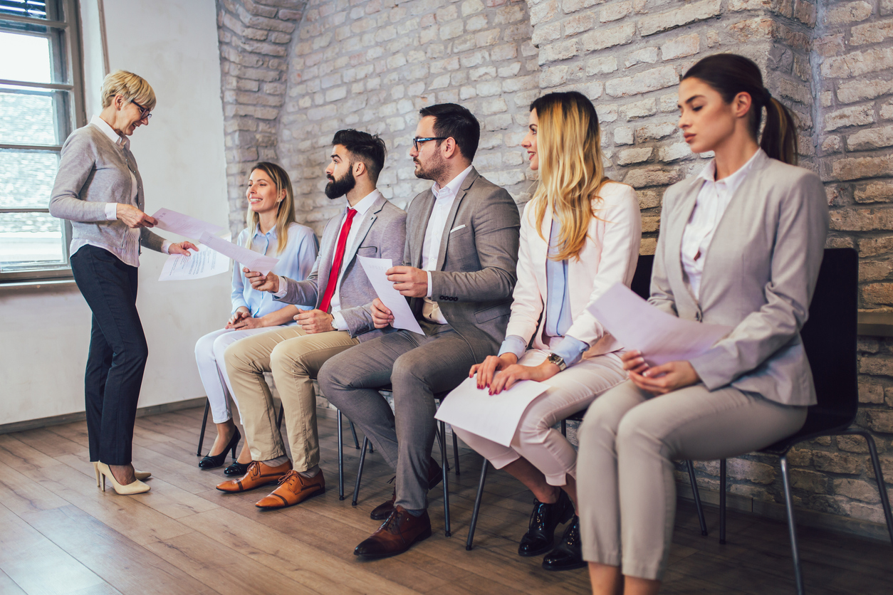 Job applicants having interview. concept: Background Check Companies
