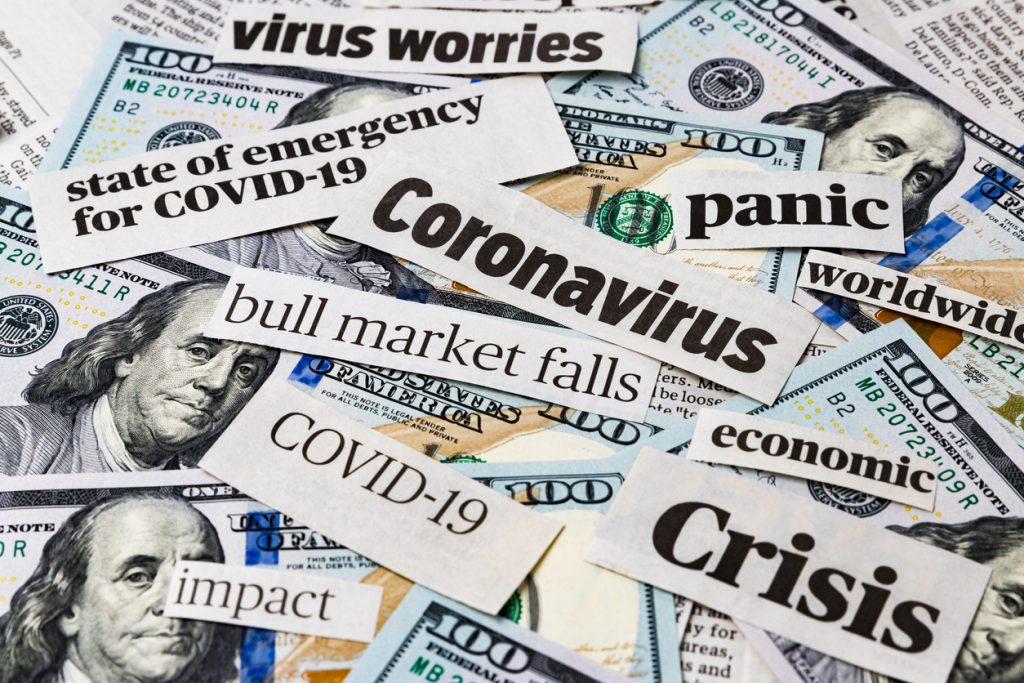 Coronavirus, covid-19, dolares americanos, noticias. concept: nueva economía